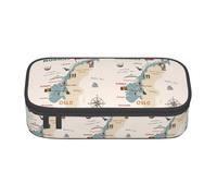 Cxzmnba Astuccio con mappa della Norvegia con varie icone per ragazzi e ragazze, essenziale per il rientro a scuola, materiale per studenti, astuccio per matite, Nero , Taglia unica, Organizer per