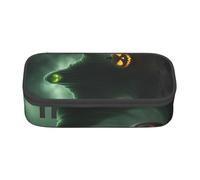 Cxzmnba Astuccio per ragazzi e ragazze, essenziale per il rientro a scuola, per studenti, motivo: zucca di Halloween, fantasma verde, Nero , Taglia unica, Organizer per borse