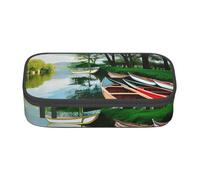 Cxzmnba Astuccio per ragazzi e ragazze, motivo: lago con barche e canoe, essenziale per il rientro a scuola, materiale per studenti, astuccio per matite, Nero , Taglia unica, Organizer per borse