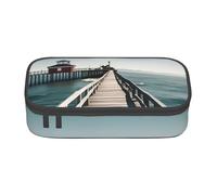 Cxzmnba Coastal Pier - Astuccio per ragazzi e ragazze, essenziale per il rientro a scuola, per studenti, astuccio per matite, Nero , Taglia unica, Organizer per borse