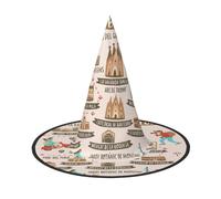 Cxzmnba Confezione da 2, mappa dei viaggi di Barcellona con cappello da festa, cappello per Halloween, accessori essenziali per festival, travestimento e cosplay, taglia unica