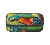 Cxzmnba Fantastico astuccio con piume di pappagallo per ragazzi e ragazze, essenziale per il rientro a scuola, materiale per studenti, astuccio per matite, Nero , Taglia unica, Organizer per borse