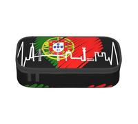 Cxzmnba Heartbeat Portugal Flag Citys Astuccio per ragazzi e ragazze, essenziale per il rientro a scuola, per studenti, astuccio per matite, Nero , Taglia unica, Organizer per borse