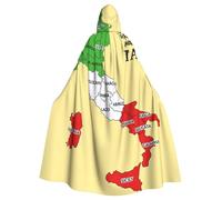 Cxzmnba Mappa regionale dell'Italia con colore Unisex Cosplay Costume Halloween Mantello con Cappuccio Mantello per Partito Dress Up Full-Length Uniforme Robe