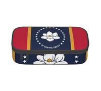 Cxzmnba Mississippi State Flag Astuccio per ragazzi e ragazze, essenziale per il rientro a scuola, forniture per studenti, astuccio per matite, Nero , Taglia unica, Organizer per borse