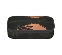 Cxzmnba Moonlit Canoe Allagash River Astuccio per ragazzi e ragazze, essenziale per il rientro a scuola, forniture per studenti, astuccio per matite, Nero , Taglia unica, Organizer per borse