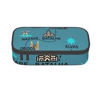 Cxzmnba Portogallo Travel Map Astuccio per ragazzi e ragazze, essenziale per il rientro a scuola, materiale per studenti, astuccio per matite, Nero , Taglia unica, Organizer per borse