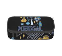 Cxzmnba Portugal Cultural Astuccio per ragazzi e ragazze, essenziale per il rientro a scuola, materiale per studenti, astuccio per matite, Nero , Taglia unica, Organizer per borse