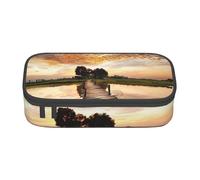 Cxzmnba Sunset splendido astuccio con ponte sul lago per ragazzi e ragazze, essenziale per il rientro a scuola, materiale per studenti, astuccio per matite, Nero , Taglia unica, Organizer per borse