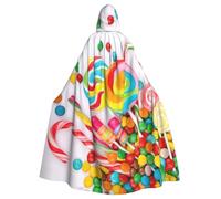 Cxzmnba Sweet Candy Sfondo Unisex Cosplay Costume Halloween Mantello con Cappuccio Mantello per Party Dress Up Full Length Uniforme Robe
