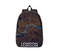 Cxzmnba Zaino con mappa della città di Londra, Inghilterra, con tracolla regolabile, perfetto per lavoro, viaggi, università, borsa alla moda, Nero , S, Classico