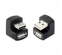 CY 2PCS Up & Down direzione ad angolo di 90 gradi USB 2.0 maschio a femmina adattatore a basso profilo bianco