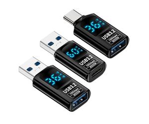 CY Adattatore 3 pezzi/lotto Tipo-C Smart LED Display Adattatore USB-C a USB3.2 Tipo-A 10 Gbps Dati Corrente Tensione Ricarica Rapida Monitoraggio Display Tester Rilevatore