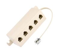 CY Adattatore a 5 vie, presa 6P4C RJ11 RJ12, adattatore splitter di linea modulare per telefono, beige, 1 ingresso 5 uscite