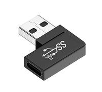 CY Adattatore dati da USB-C tipo C femmina a USB 3.0 A maschio, piatto orizzontale ad angolo retto di 90 gradi, per computer portatile e desktop
