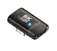 CY Adattatore di prolunga UHD HDMI maschio a HDMI 2.1 femmina ad angolo retto 90 gradi a basso profilo trasparente con Smart LED 8K 60 Hz HDTV