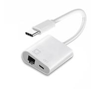 CY - Adattatore di rete RJ45 da USB tipo C a 100Mbps con caricatore PD compatibile con laptop, tablet e telefono