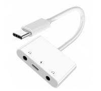 CY Adattatore di ricarica USB C a doppio audio AUX e micro da 3,5 mm con adattatore di ricarica PD compatibile con laptop, tablet, telefono