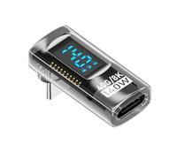 CY Adattatore Display LED intelligente di tipo C trasparente Adattatore di estensione USB-C maschio-femmina USB4.0 40 Gbps 140 W Su Giù Angolato 90 gradi Monitoraggio della tensione di corrente