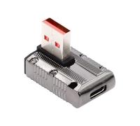 CY Adattatore USB-C USB 3.1 Tipo C femmina a USB 3.0 Tipo-A maschio 90 gradi angolo sinistro Tipo basso profilo 10Gbps Dati 120W Adattatore di alimentazione Mecha Cyberpunk Style