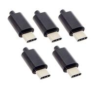 CY - Adattatore USB tipo C USB-C maschio OTG Host tipo 5.1k con copertura nera per fai da te, 24 pin