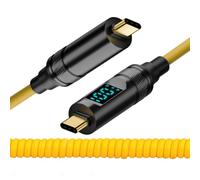 CY Cable Smart - Display LED USB-C USB4, cavo a spirale estensibile, 20 Gbps, 100 W, 8 K, per laptop, hard disk, telefono, cavo maschio di tipo C, alimentazione e dati (180 cm)