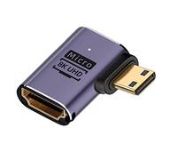 CY Cavo 8K da mini HDMI maschio ad angolo retto a HDMI 2.1 femmina, adattatore convertitore UHD, supporto 8K 60hz HDTV