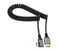 CY Cavo a spirale da mini HDMI 2.0 maschio a HDMI maschio, 4 K 60 Hz, con angolo di 90 gradi a sinistra, per HDTV, computer portatile, monitor