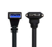 CY Cavo da USB 3.0 A maschio a Micro-B 3.0 ad angolo retto di 90 gradi a connettore Micro-B 3.0, con vite di bloccaggio, 25 cm