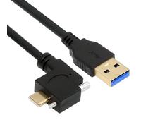 CY Cavo dati e alimentazione USB-C USB 3.1 Type-C maschio con bloccaggio a vite singola ad angolo retto (10 piedi/300 cm) per fotocamera (10 piedi/300 cm)