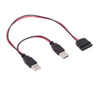 CY Cavo di alimentazione da USB doppio a SATA a 15 pin DC 5 V per SATA HDD SSD Disk Driver 5 V 2 A Max