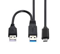 CY Cavo di alimentazione USB 3.0 tipo C, doppio cavo dati USB 3.0 e alimentazione USB 2.0 da maschio a USB-C USB 3.0 cavo con alimentazione extra per SSD HDD