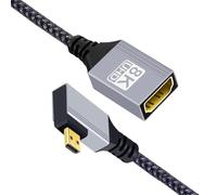 CY Cavo di prolunga HDTV 8K tipo D Micro HDMI 2.1 maschio con angolo di 90 gradi a sinistra per HDMI femmina per videocamera DV, laptop, monitor portatile