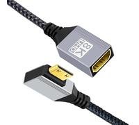 CY Cavo di prolunga HDTV 8K Type-C Mini HDMI 2.1 maschio con angolo di 90 gradi a sinistra per HDMI femmina per videocamera DV, laptop, monitor portatile