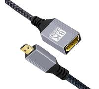 CY Cavo di prolunga HDTV Cord 8K tipo D Micro HDMI 2.1 maschio a HDMI femmina per videocamera DV, laptop, monitor portatile