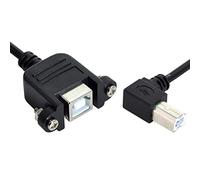 CY Cavo di prolunga USB tipo B maschio a femmina, 100 cm, ad angolo retto, 90 gradi, con viti, montaggio a pannello per stampante e scanner