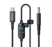 CY Cavo di ricarica PD da 100 W, 140 W, 65 W, con display LED intelligente, tipo C USB-C, ingresso a 20 V, 15 V, 12 V, 9 V, 5 V CC, uscita 5,5 * 2,5 mm