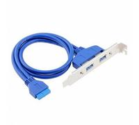 CY Cavo interno USB 3.0 femmina a due porte, piastra di montaggio su scheda madre, cavo a 20 pin con supporto PCI, 50 cm