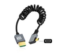 CY Cavo Micro HDMI 2.1 maschio a HDMI maschio 8K 60 Hz Cavo estensibile a spirale ad angolo retto 90 gradi per HDTV Telecamera Monitor per laptop