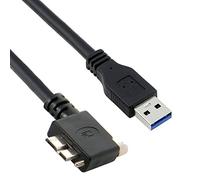 CY Cavo micro USB 3.0 con chiusura a vite singola a USB 3.0 dati 5 Gbps, cavo di alimentazione ad angolo sinistro di 90 gradi Type per fotocamera industriale VR computer (3,0 m)