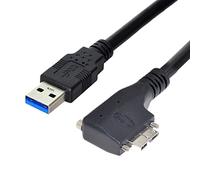 CY Cavo micro USB 3.0 con doppia vite di bloccaggio a dati USB 3.0, 5 Gbps, cavo di alimentazione ad angolo sinistro di 90 gradi per computer con fotocamera industriale VR (3 m)