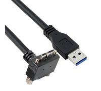 CY Cavo Micro USB 3.0 con doppia vite di bloccaggio a USB 3.0, cavo di alimentazione dati 5 Gbps, ad angolo retto di 90 gradi, per computer con fotocamera industriale VR (1,2 m)