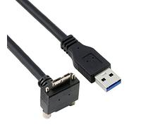 CY Cavo Micro USB 3.0 con doppia vite di bloccaggio a USB 3.0 dati 5 Gbps, cavo di alimentazione ad angolo retto di 90 gradi verso il basso per computer con fotocamera industriale VR (5 m)