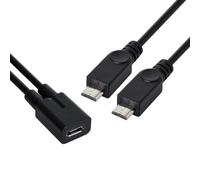 CY Cavo Micro USB femmina a doppio Micro USB maschio splitter estensione cavo di alimentazione di carica