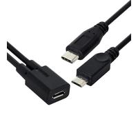 CY Cavo Micro USB femmina a USB-C tipo C USB 3.1 e Micro USB maschio splitter estensione cavo di ricarica