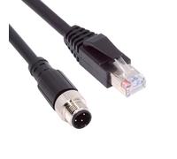 CY Cavo patch M12 tipo D codificato da 4 pin maschio a RJ45 Cat5e maschio, LAN Ethernet, applicazioni industriali, IP67 (100 cm)