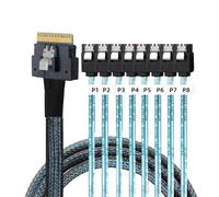 CY Cavo Slimline SAS 4.0 SFF-8654 8i 74 pin Host Raid a 8 SATA 7 pin Target Hard Disk Fanout Raid Cavo Splitter 1-a-8 (100 cm)