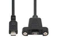 CY Cavo USB 2.0 Micro 5Pin Femmina a Tipo-C USB-C Maschio Cavo di Alimentazione 480Mbps Dati con Fori di Montaggio a Pannello 50cm