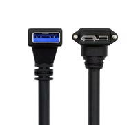 CY, cavo USB 3.0 da maschio A ad angolo di 90 gradi verso il basso a micro-B 3.0, con vite di bloccaggio e attacco angolato verso l'alto, lunghezza 25 cm