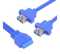 CY Cavo USB 3.0 femmina tipo A a doppia porta da pannello a scheda madre, connettore 20 pin e 19 pin, 50 cm